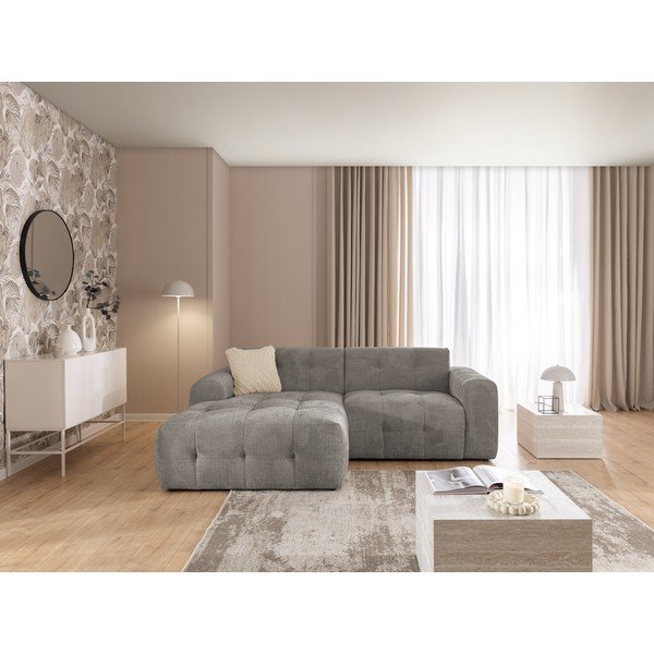 Сив ъглов диван (ляв ъгъл/с лежанка) Melva – Ropez-image-1