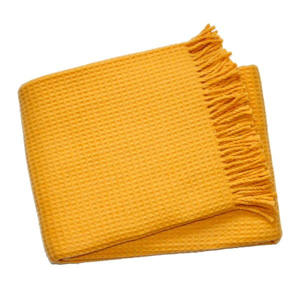 Жълто одеяло с вафлен десен, 140 x 180 cm Waffel - Euromant