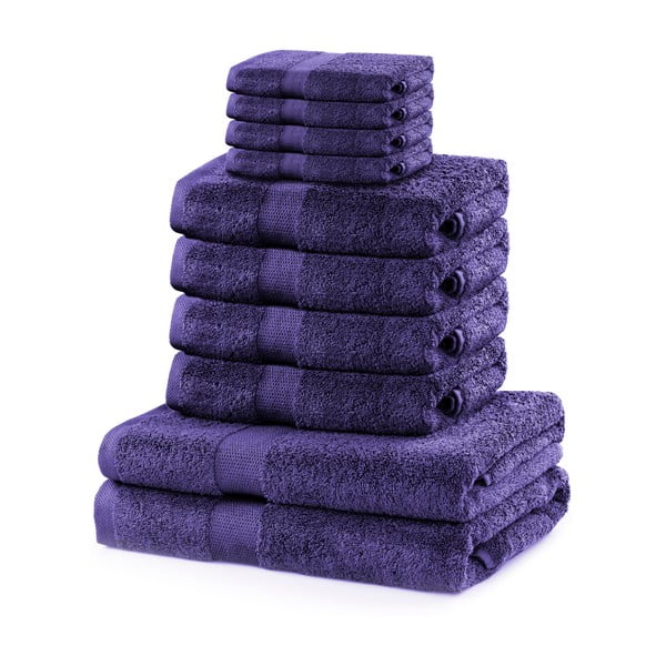 Комплект от 8 лилави кърпи и 2 кърпи Лилаво Marina - DecoKing
