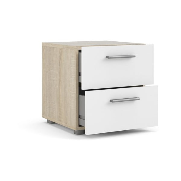 Бяло нощно шкафче в дъбов декор Pepe - Tvilum-image-3