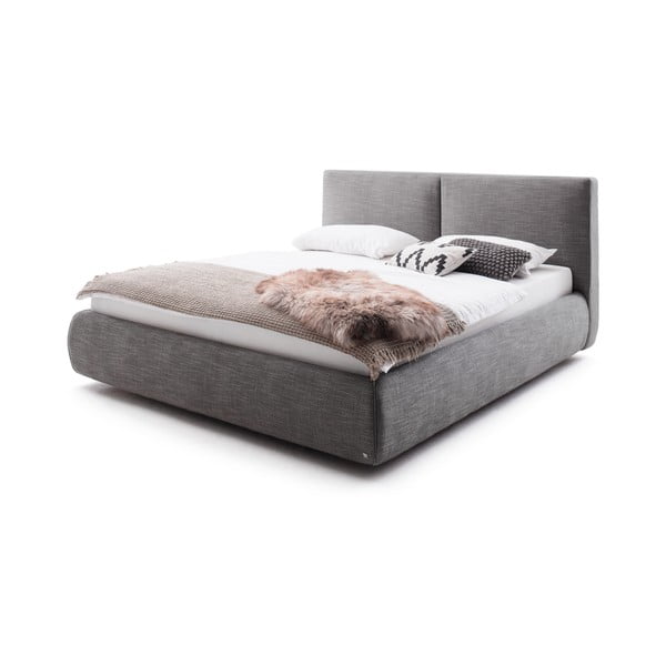 Тъмносиво двойно легло 180x200 cm тапицирано с място за съхранение с включена подматрачна рамка Atesio – Meise Möbel-image-3