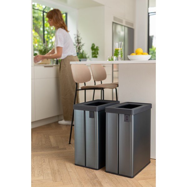 Сиво кошче за боклук за рециклиране от рециклирана пластмаса 54 l Verto Recycle – Curver-image-3