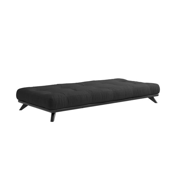Черно единично легло от масивен бор с матрак Двойно, 90 x 200 cm Senza - Karup Design