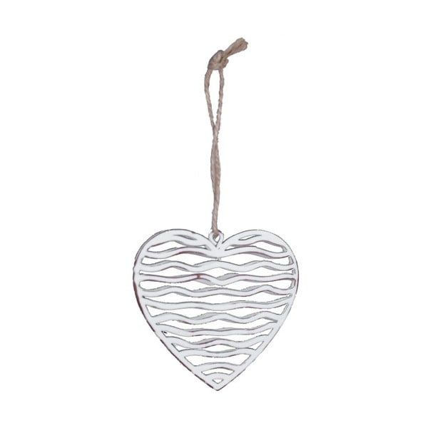 Малка висяща декорация от бял метал във формата на сърце с мотив на сърце Ego Dekor, 8 x 7,5 cm - Ego Dekor
