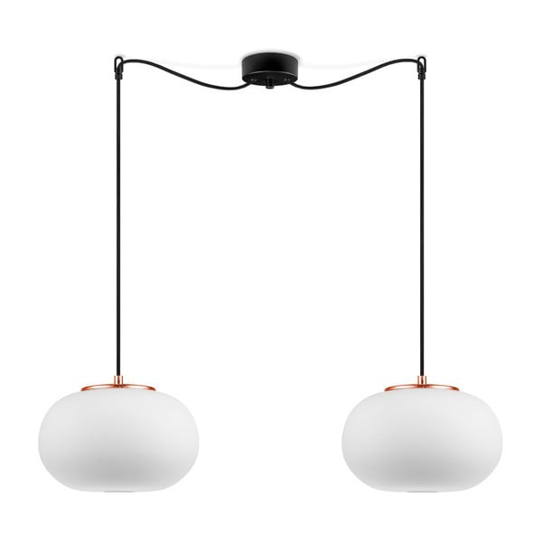 Бяла висяща лампа с 2 абажура и меден цокъл DOSEI - Sotto Luce