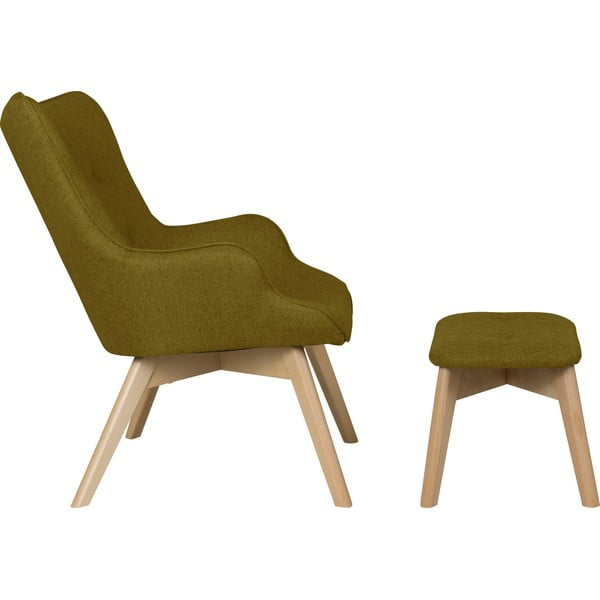 Зелен фотьойл с табуретка Niko – Ropez-image-3