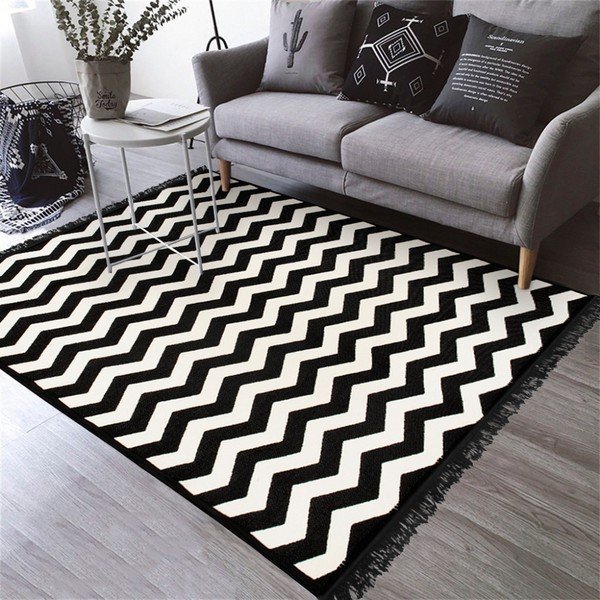 Черно-бял двустранен килим Zig Zag, 140 x 215 cm - Cihan Bilisim Tekstil-image-4