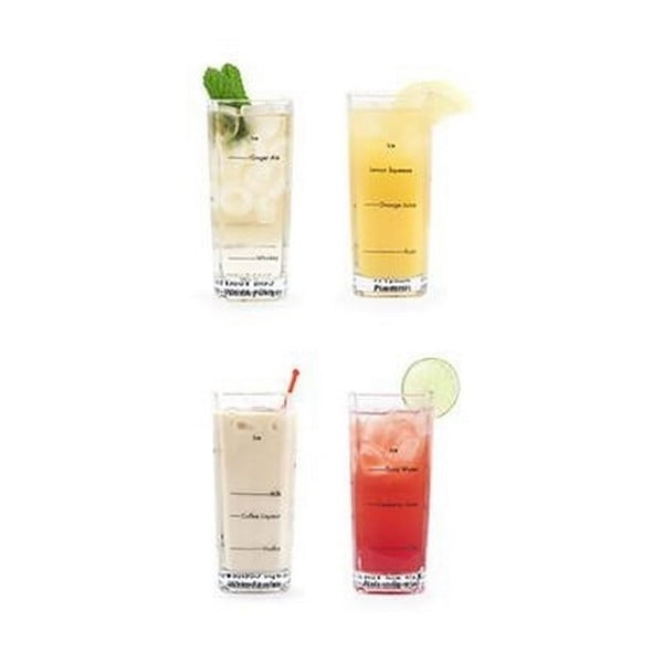 Комплект от 4 стъклени чаши за коктейли - Kikkerland