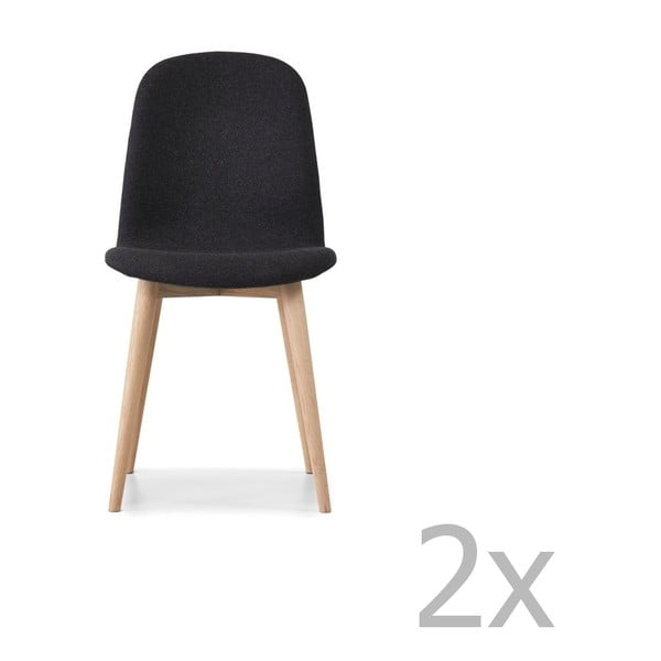 Комплект от 2 антрацитно черни трапезни стола с масивни дъбови крака WOOD AND VISION Basic - Wood and Vision