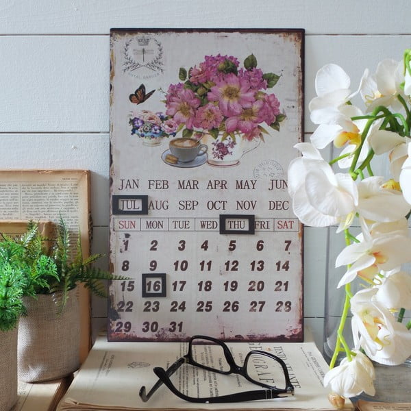 Stolní kovový kalendář Flowers