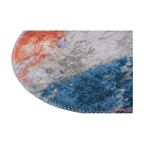 Синьо-оранжев миещ се кръгъл килим ø 100 cm - Vitaus-image-2