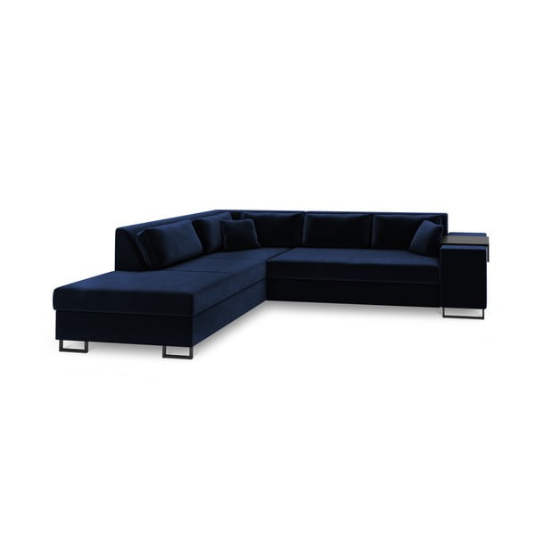 Ъглов разтегателен диван от синьо кадифе , ляв ъгъл York - Cosmopolitan Design