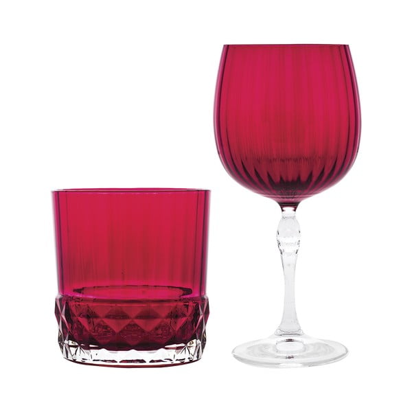 Комплект червени чаши за вода и вино от 12 части Berlino - Villa Altachiara