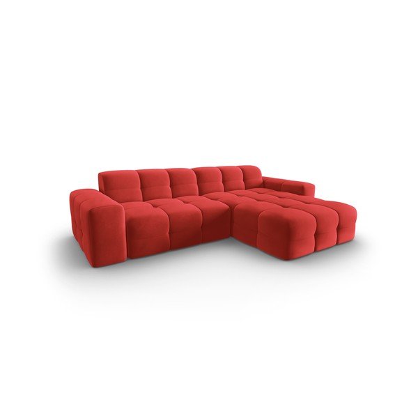 Ъглов диван от червено кадифе (десен ъгъл) Kendal - Micadoni Home-image-3