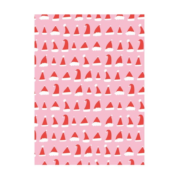5 листа розова и червена опаковъчна хартия, 50 x 70 cm Santa Hats - eleanor stuart