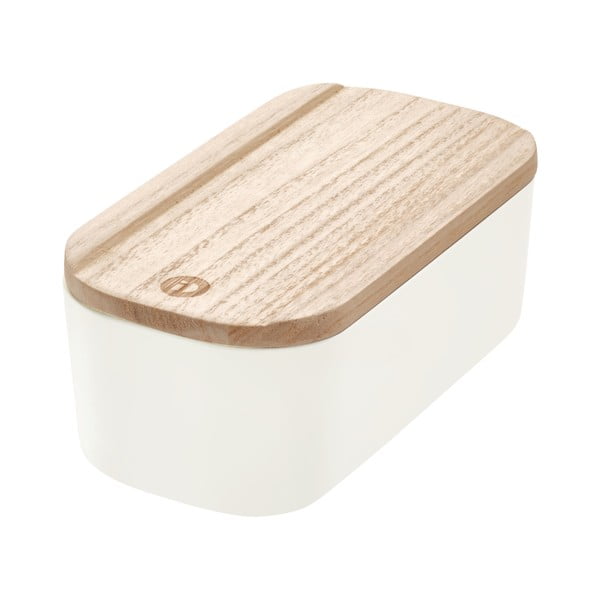 Бяла кутия за съхранение с капак, изработена от дърво от пауловния , 9 x 18,3 cm Eco - iDesign