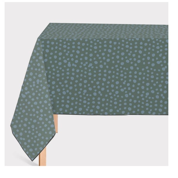 Зелена покривка за маса с ленени точки, 140 x 140 cm - Tierra Bella