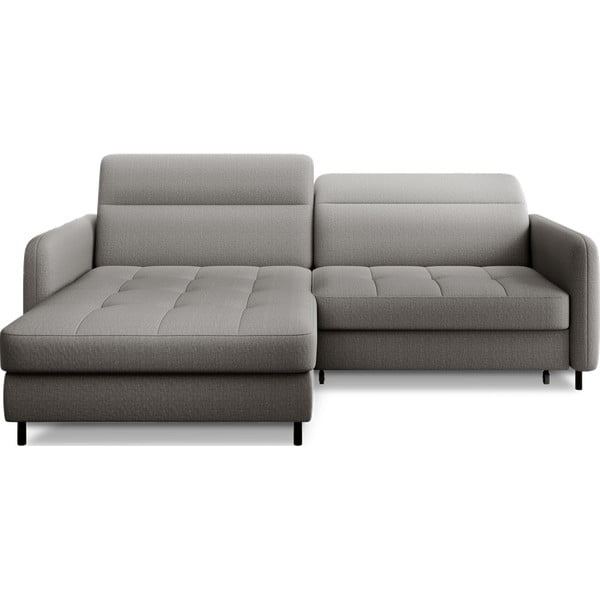 Сив кадифен разтегателен ъглов диван с място за съхранение (ляв ъгъл) Gomsi – ELTAP