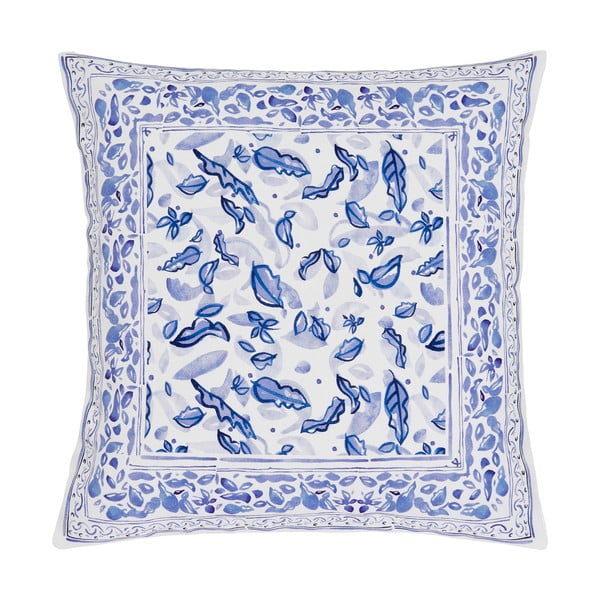 Синя и бежова памучна декоративна калъфка за възглавница , 45 x 45 cm Andrea - Westwing Collection