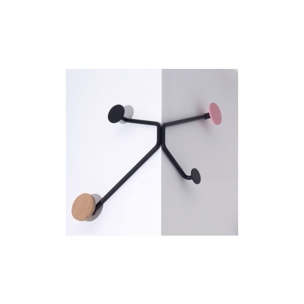 Черна стенна закачалка за външен ъгъл с розов детайл Hook - Gazzda-image-3