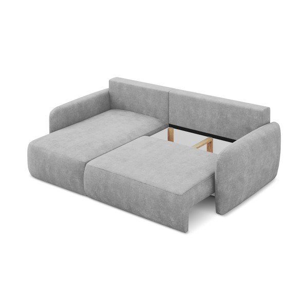 Светлосив шенилов разтегателен ъглов диван с място за съхранение (ляв ъгъл) Lilo – Makamii-image-3