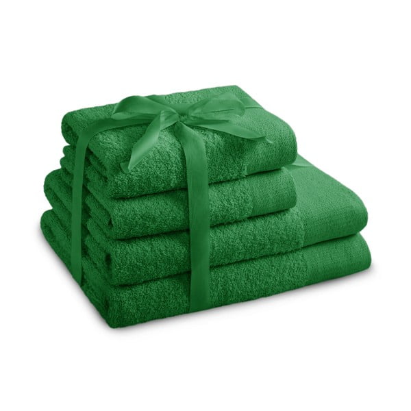 Зелени памучни хавлии и кърпи за баня в комплект от 4 бр. от тери Amari – Restilo