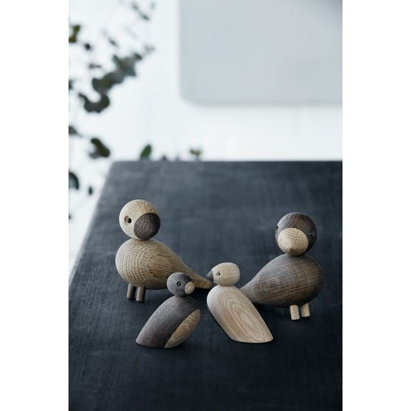 Комплект от 2 статуетки от масивна дъбова дървесина Pair of Sparrows - Kay Bojesen Denmark-image-1
