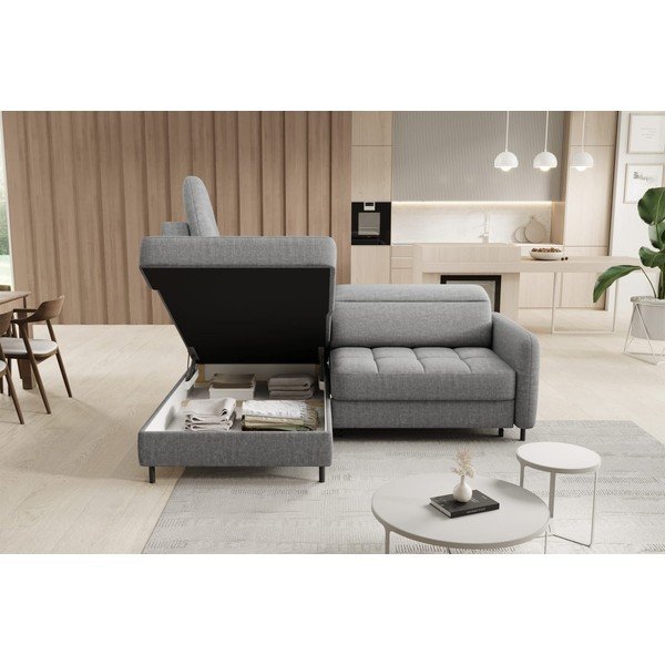 Сив кадифен разтегателен ъглов диван с място за съхранение (ляв ъгъл L форма) Barea – ELTAP-image-4