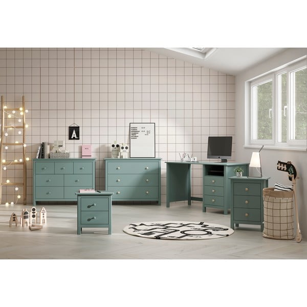 Нисък детски скрин от борова дървесина в цвят бензин 100x80 cm Max - Marckeric-image-2