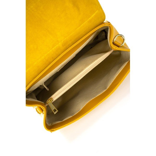Жълта кожена чанта Maria - Federica Bassi-image-1