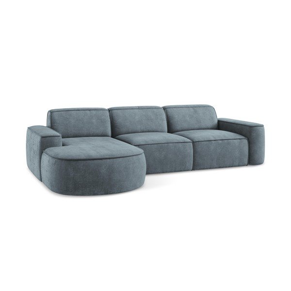 Сиво-син шенилов ъглов диван (ляв ъгъл) Omao – Makamii-image-4