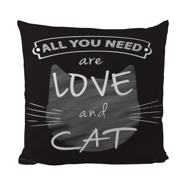 Възглавница Любов и котка, 50x50 cm - Black Shake