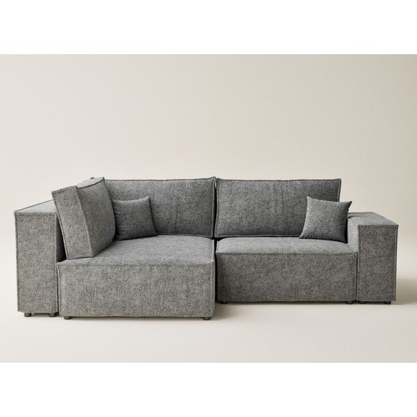 Сив шенилов сгъваем/с място за съхранение ъглов диван (ляв ъгъл/L форма) Tonga – Maison de Rêve-image-2