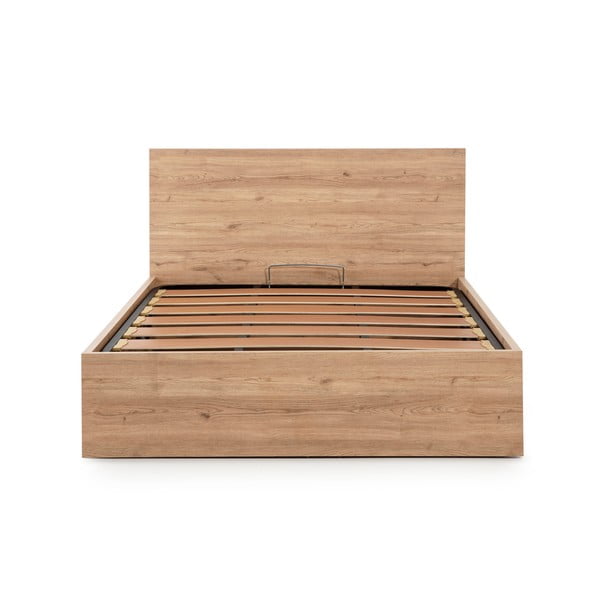 Двойно легло с пространство за съхранение и решетка 160x200 cm в естествен цвят Kronos - Marckeric-image-2