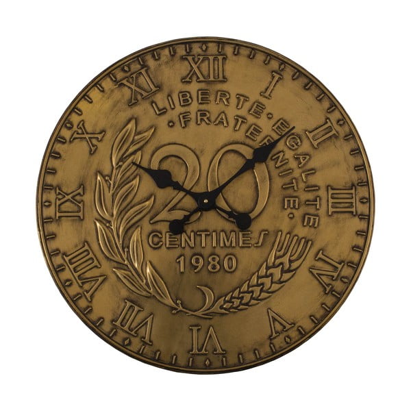 Стенен часовник в златист цвят, ø 60 cm - Antic Line