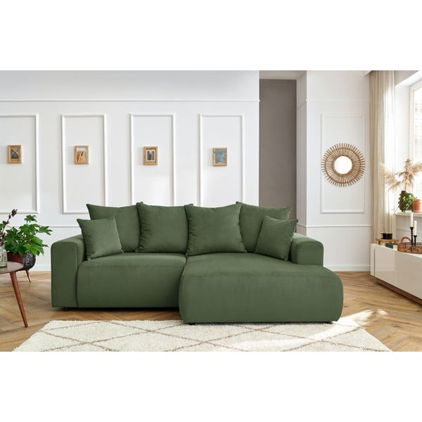 Зелен кадифен ъглов диван Enjoy – Bobochic Paris-image-1