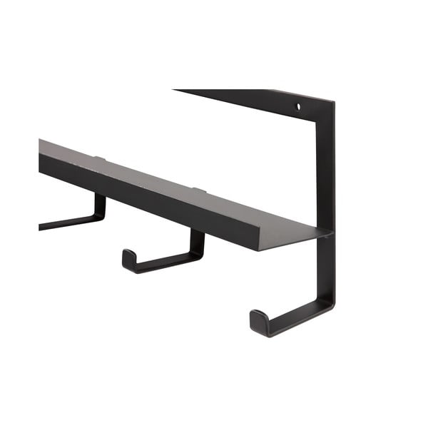 Черна метална стенна закачалка с рафт Quinn - WOOOD-image-3