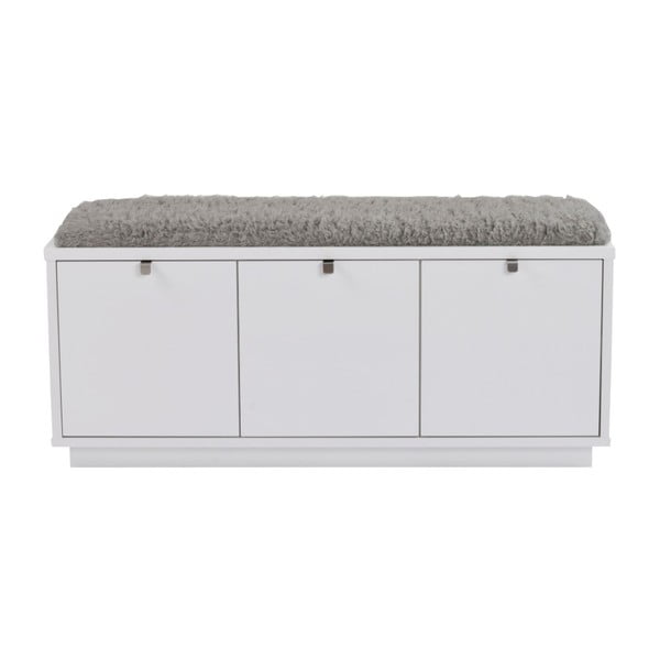 Бяла пейка с място за съхранение и сива седалка , ширина 106 см Confetti - Rowico