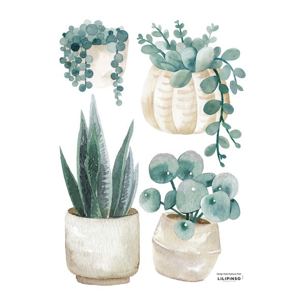 Детски стикери в комплект от 4 броя 30x42 cm Plants & Jars - Lilipinso