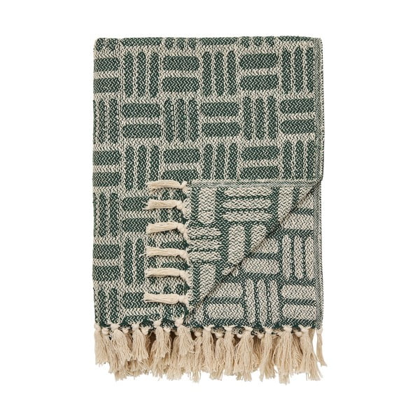 Зелено одеяло от рециклиран памук 130x180 cm Adana – House Nordic