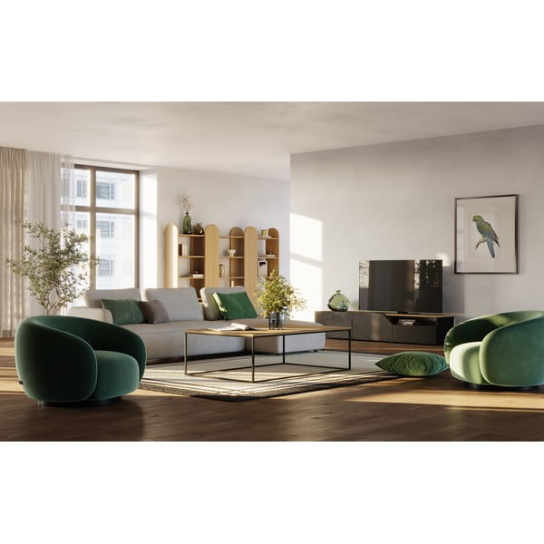 ТВ масичка с дъбов плот в черно и натурално 180x38 cm Verone - TemaHome-image-1