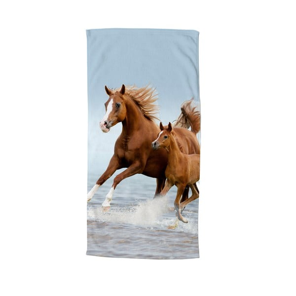 Синя-кафява детска кадифена плажна кърпа 75x150 cm Free – Good Morning