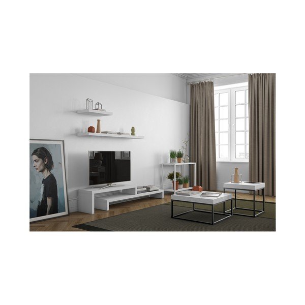 Bílý odkládací stolek s černou konstrukcí TemaHome Petra-image-3