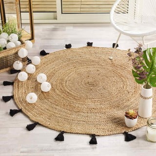 Черно-естествен кръгъл килим ø 120 cm Shira – douceur d'intérieur