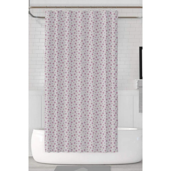 Бяла и розова завеса за душ - Mila Home