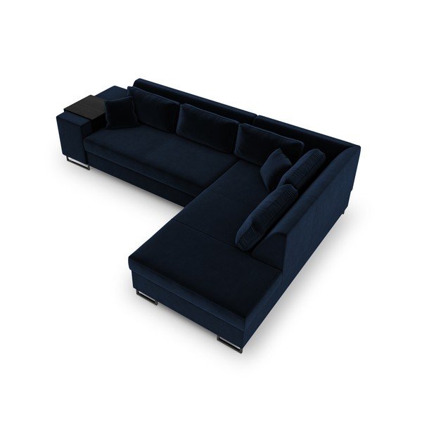 Ъглов разтегателен диван от синьо кадифе , десен ъгъл York - Cosmopolitan Design-image-2