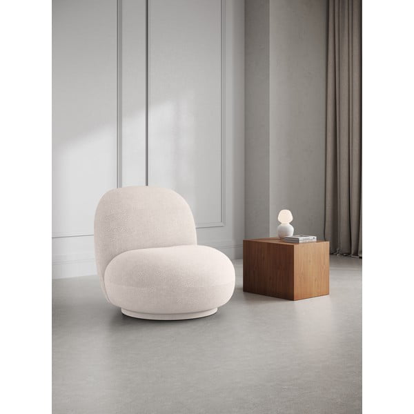 Бяло кресло от плат букле Chuck – Micadoni Home-image-1