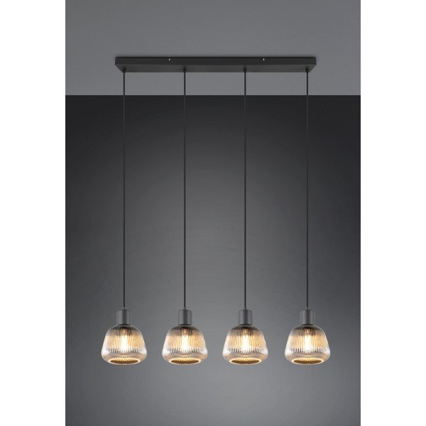 Черно висящо осветително тяло със стъклен абажур ø 15 cm Tarifa – Trio-image-1