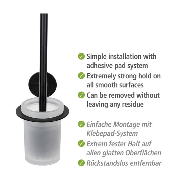 Матово черна самозалепваща стъклена четка за тоалетна Bivio – Wenko-image-4