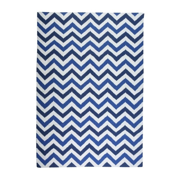 Vlněný koberec Geometry Zic Zac Dark Blue Mix, 160x230 cm